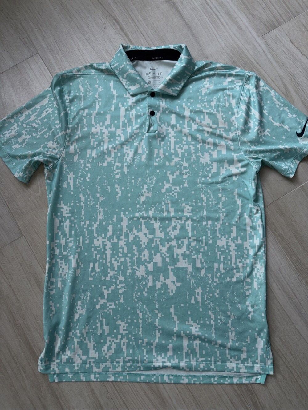 Nike Golf Dri-FIT Standard Fit Polo Shirt Men’s Small Light Green Geometric Perf